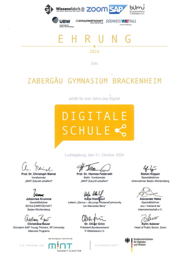 Urkunde: Digitale Schule 2024